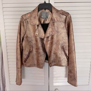 Metallic rose gold moto jacket from Anthropologie